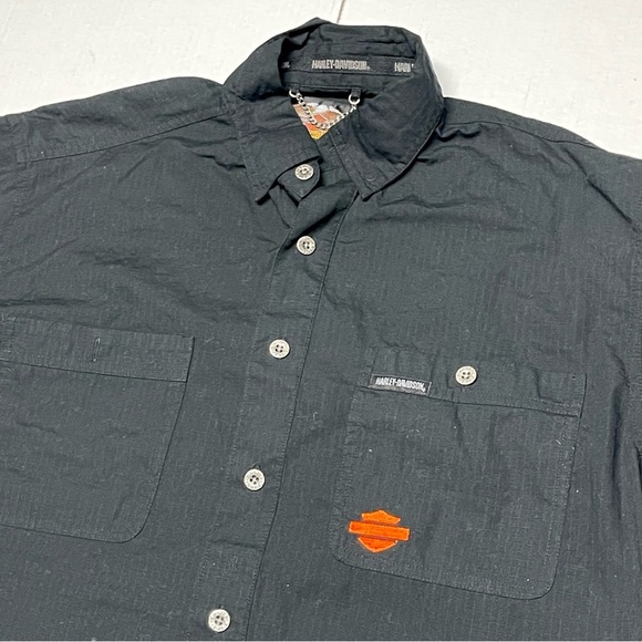 Vintage Harley Davidson Mens M Black Button Up Long Sleeve Motorcycle Ripstop - Picture 3 of 8